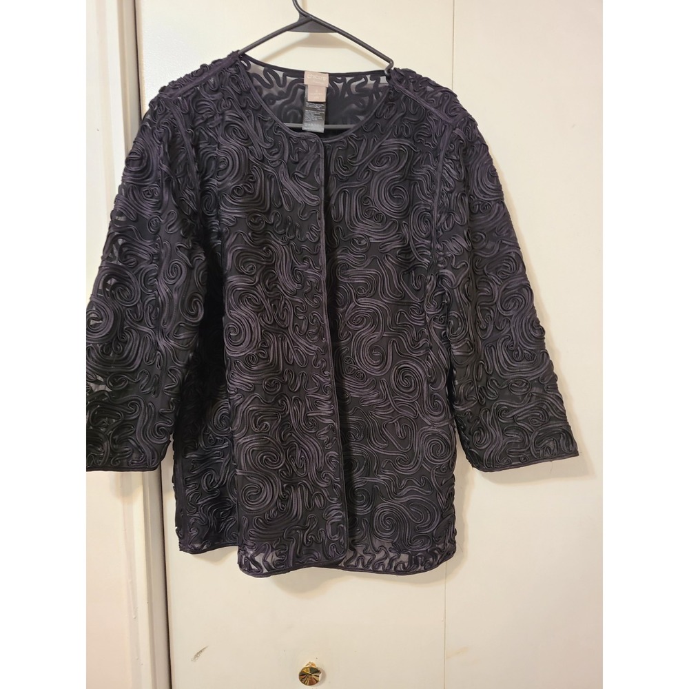 Chico Black Travelers Collection Cutout Crush Jacket.  Size 3